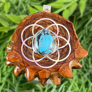 Blue Copper Turquoise with Seed of Life - Aura Pinecones