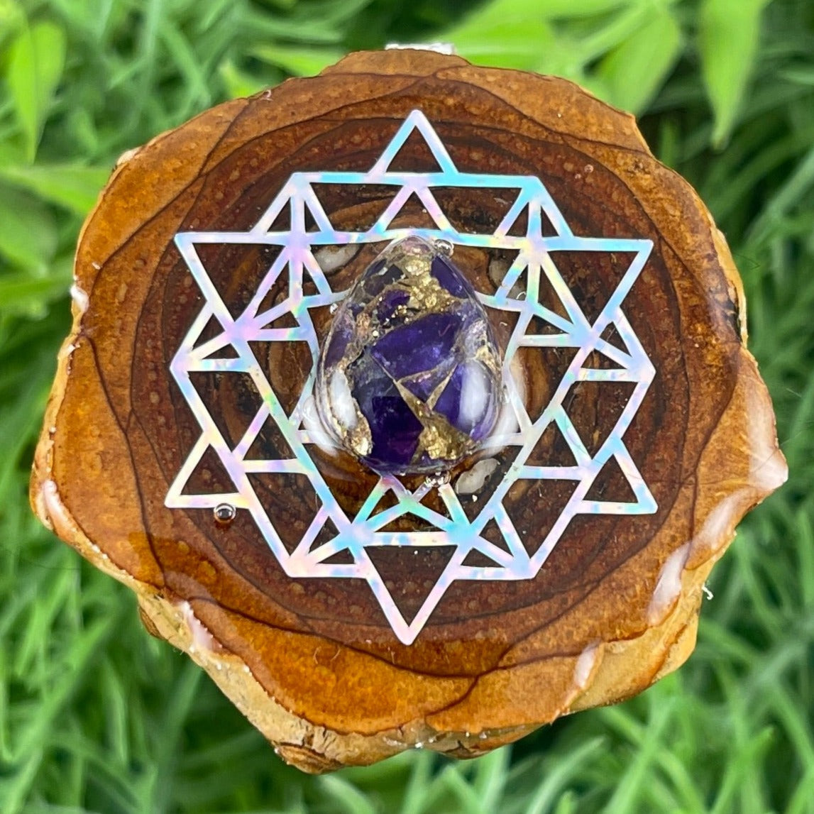 Amethyst with 64 Star Turquoise - Aura Pinecones