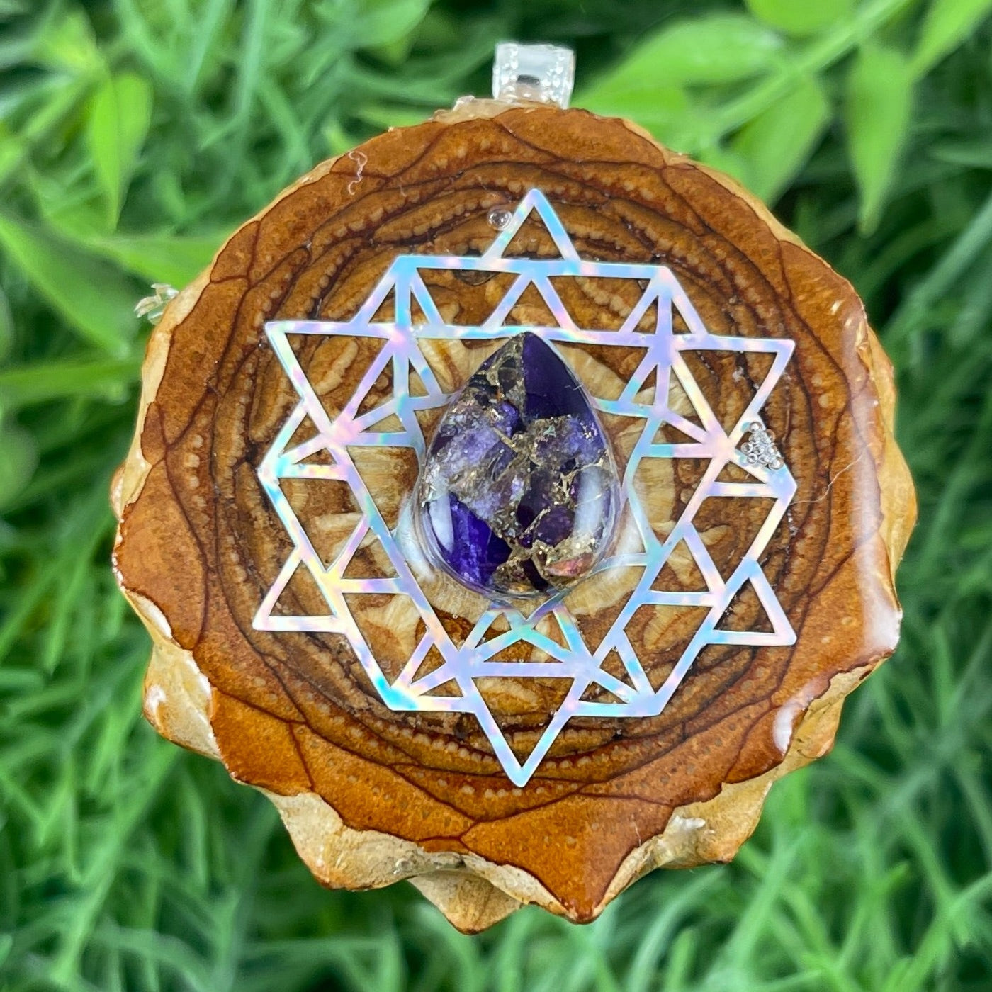 Amethyst with 64 Star Turquoise - Aura Pinecones