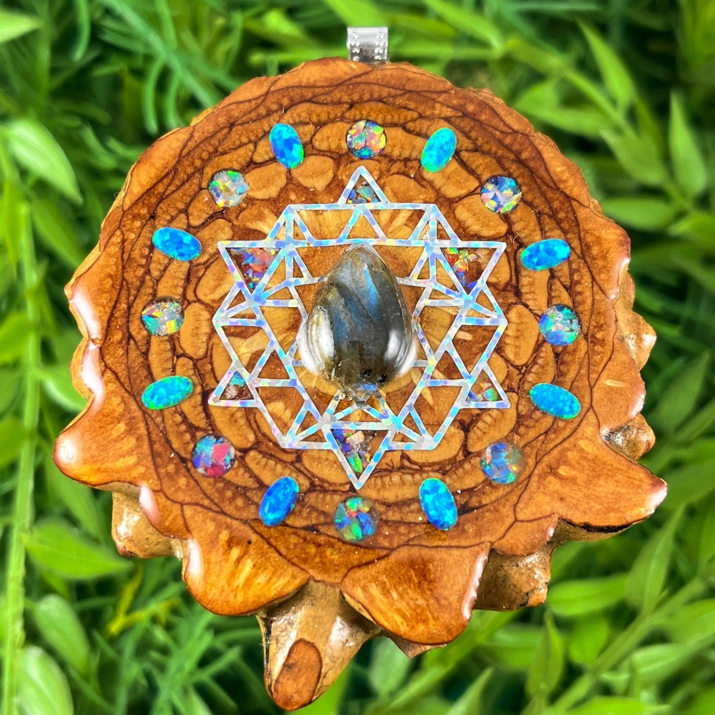 Labradorite & Opal with Crushed Opal & 64 Star Tetrahedron