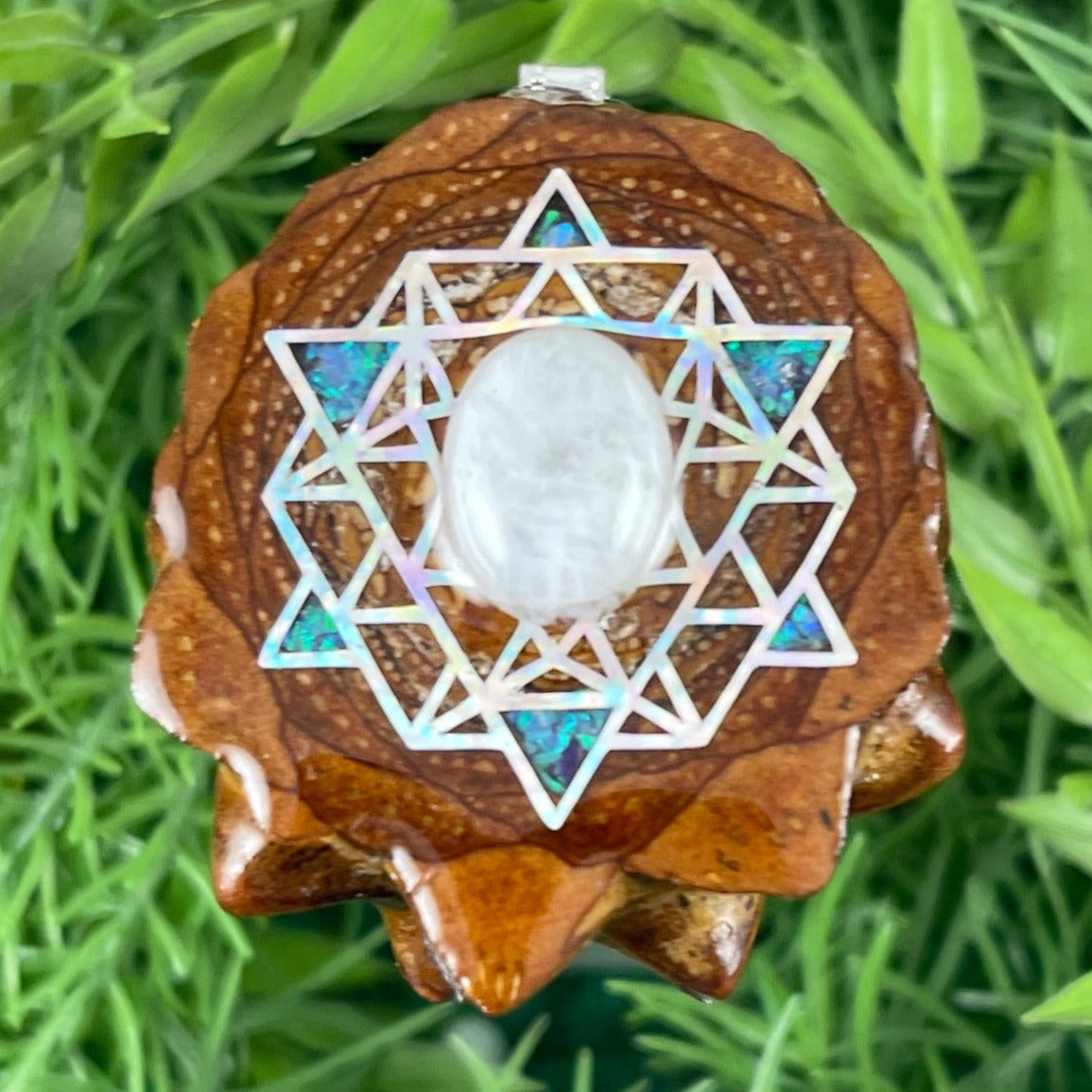 Moonstone with Crushed Opal and 64 Star Tetrahedron