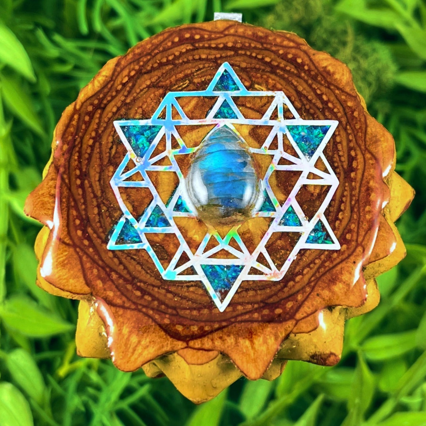 Labradorite & Crushed Opal with 64 Star Tetrahedron