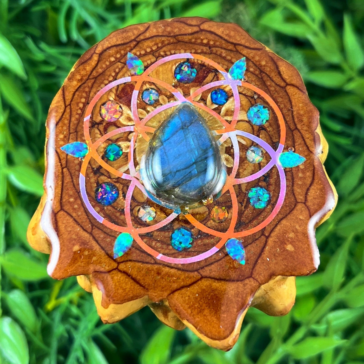 Labradorite & Opal with Crushed Opal & Seed of Life