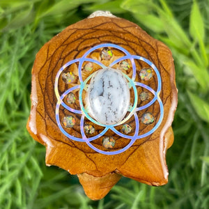 Dendrite with Crushed Opal and Seed of Life - Aura Pinecones