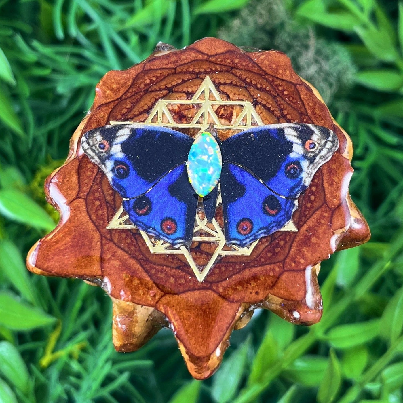 Opal with Butterfly & 64 Star Tetrahedron