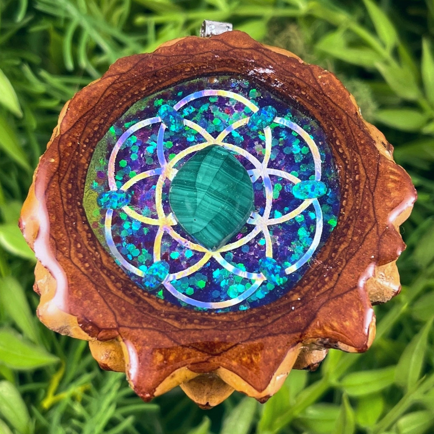 Supernova with Malachite & Opal with Seed of Life