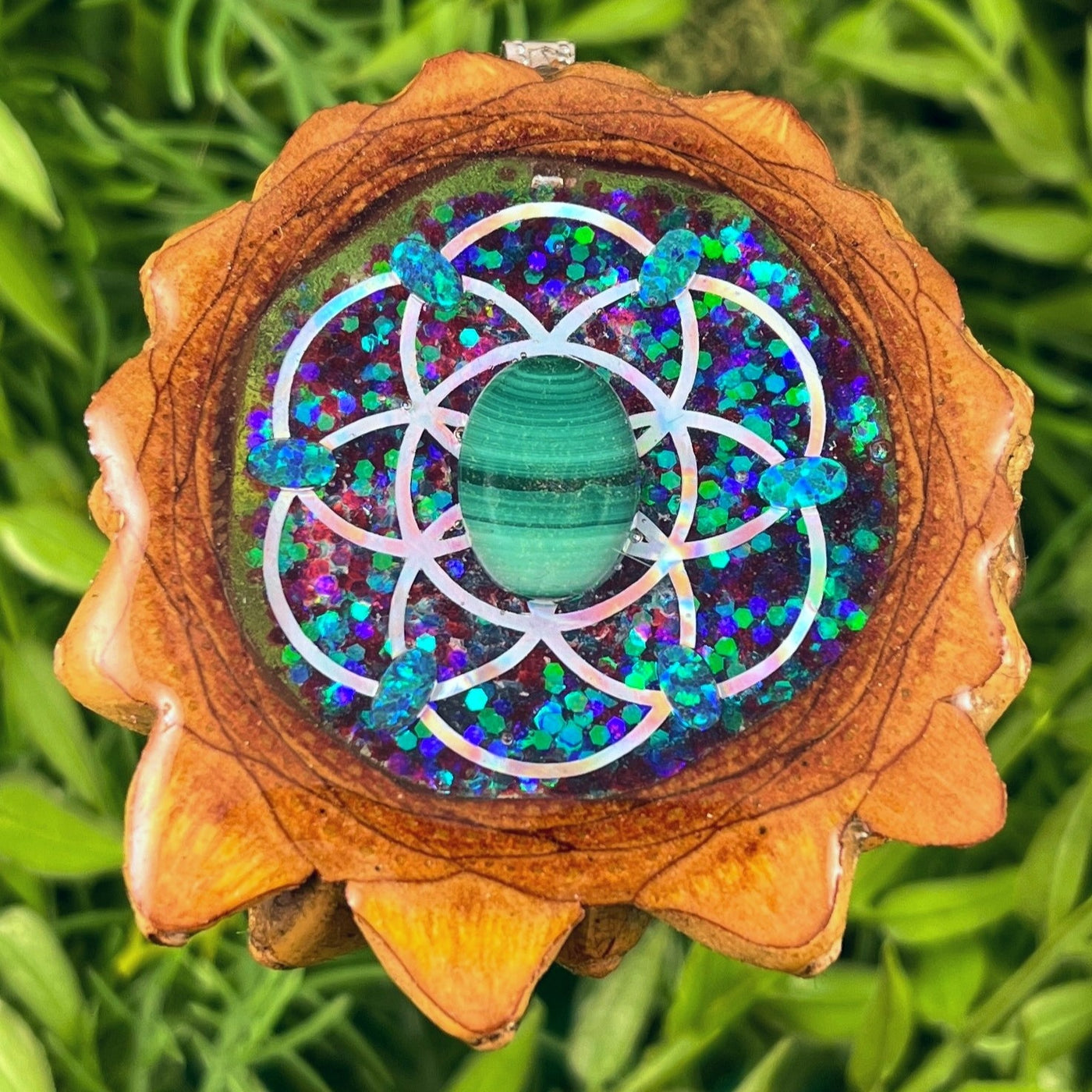 Supernova with Malachite & Opal with Seed of Life