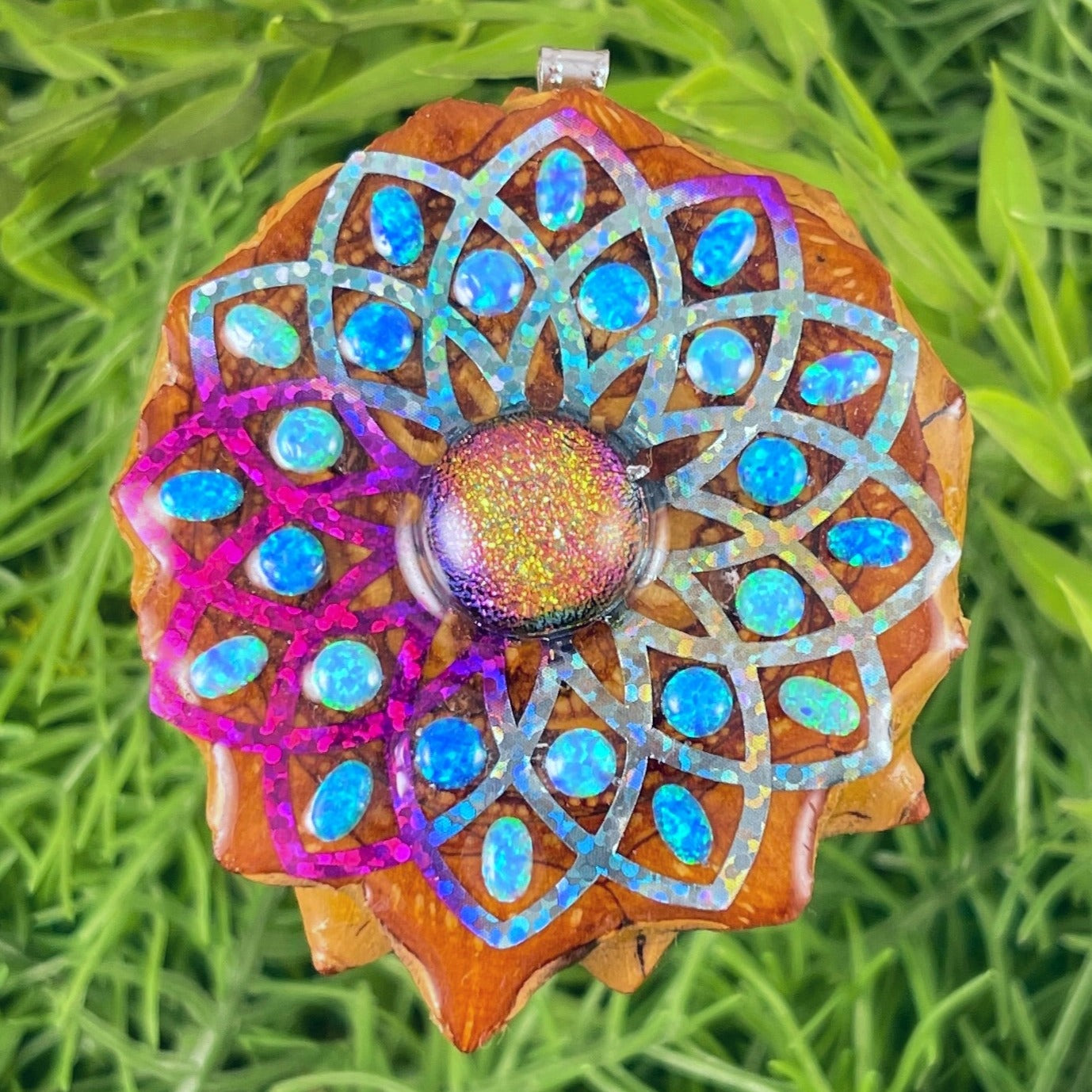 Dichroic Glass & Opal with Sunflower