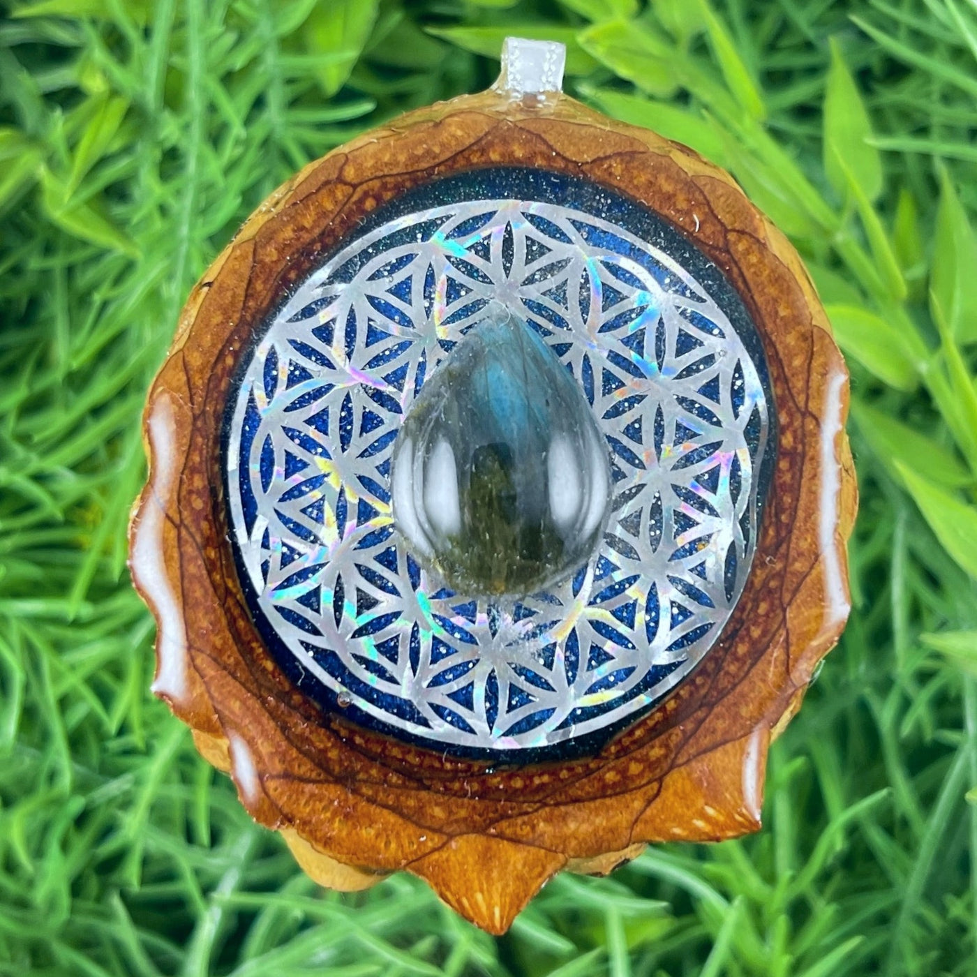 Galaxy with Labradorite & Flower of Life