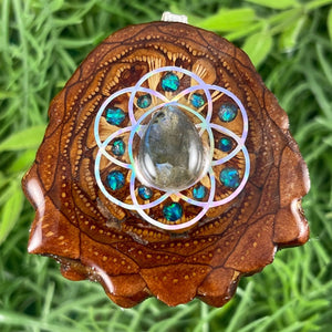 Labradorite with Crushed Opal & Seed of Life - Aura Pinecones