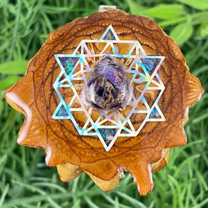 Amethyst with Crushed Opal & 64 Star Tetrahedron - Aura Pinecones