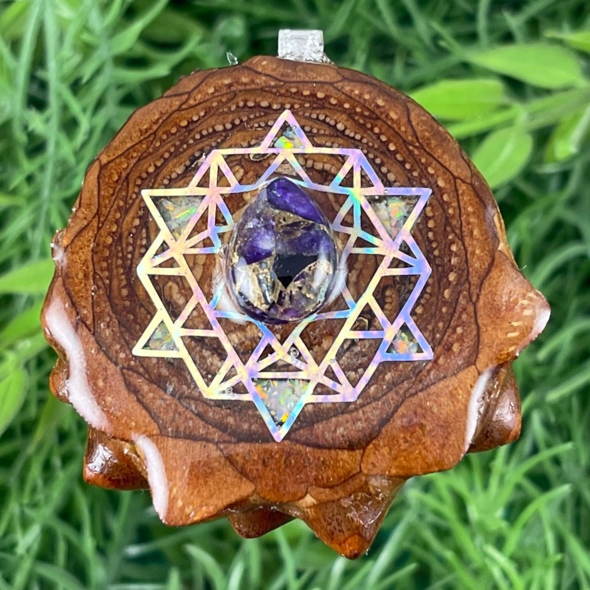 Amethyst with Crushed Opal & 64 Star Tetrahedron