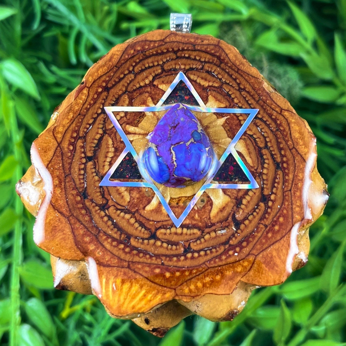 Purple Mohave Turquoise with Crushed Opal & Merkaba