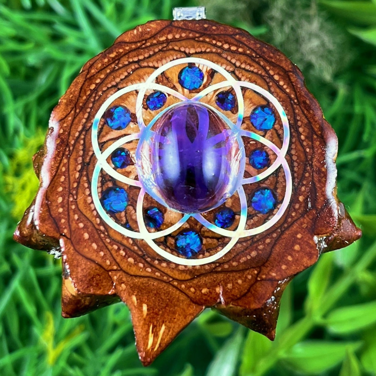 Amethyst with Crushed Opal & Seed of Life