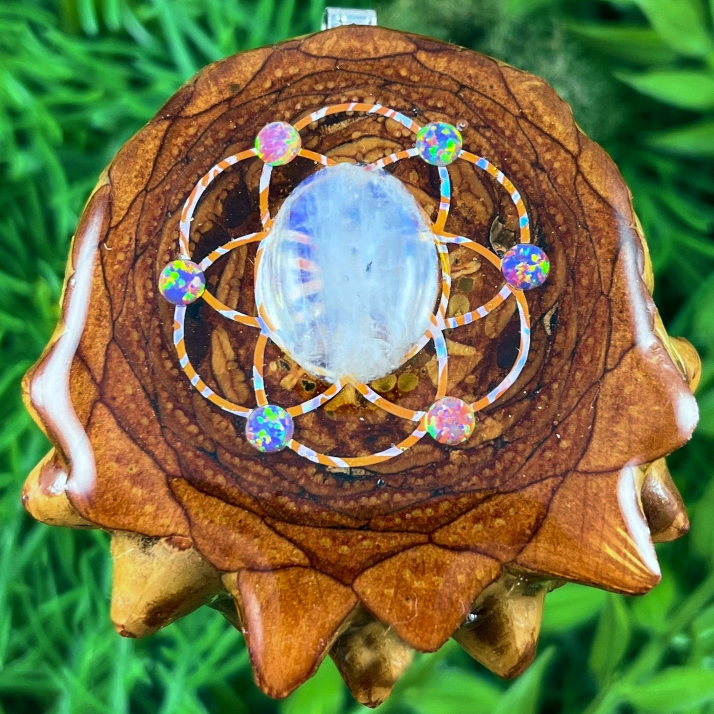 Moonstone and Opal with Seed of Life