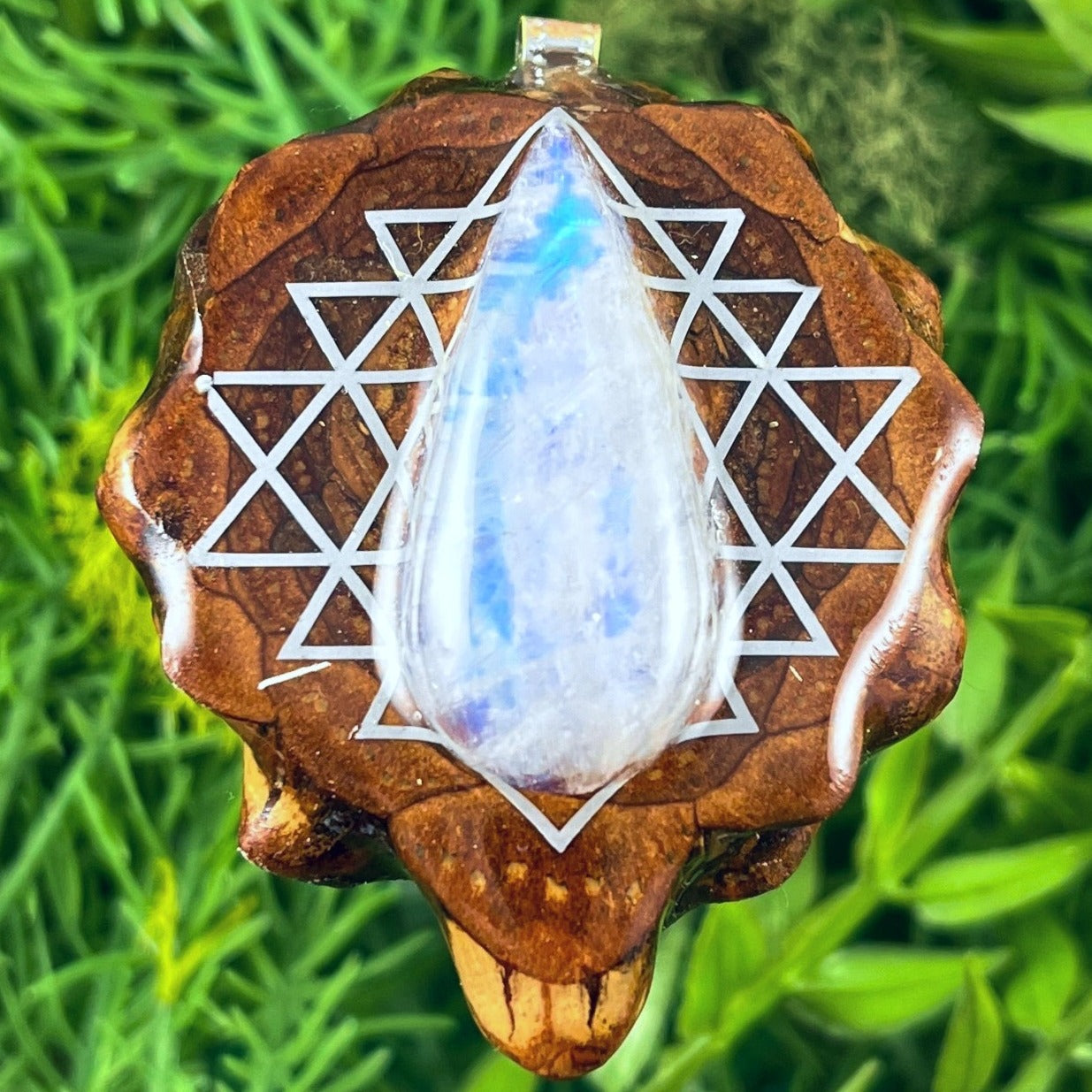 Moonstone with Sri Yantra