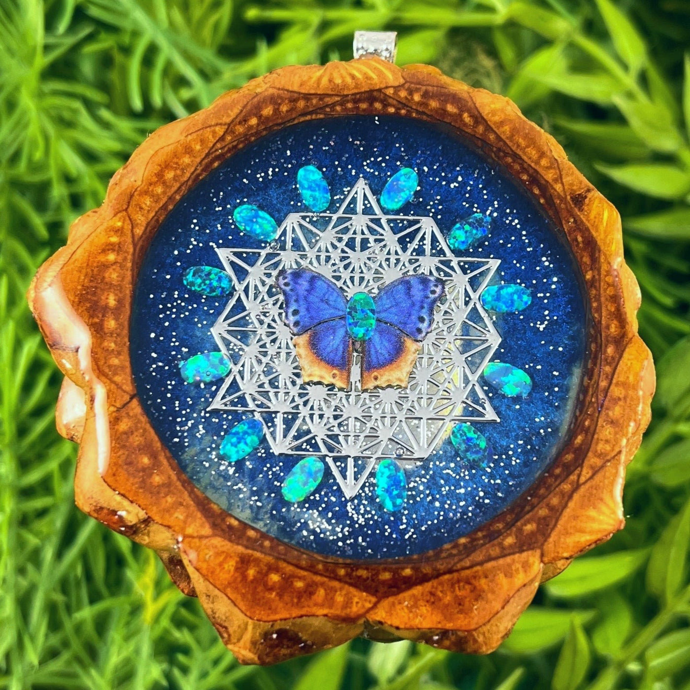 Galaxy with Opal & Butterfly with 64 Star Tetrahedron