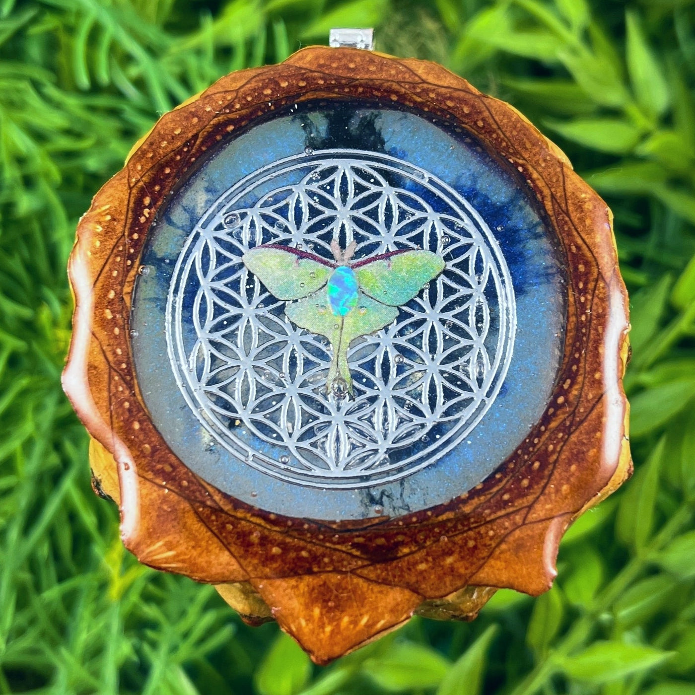 Clouds with Opal & Butterfly with Flower of Life