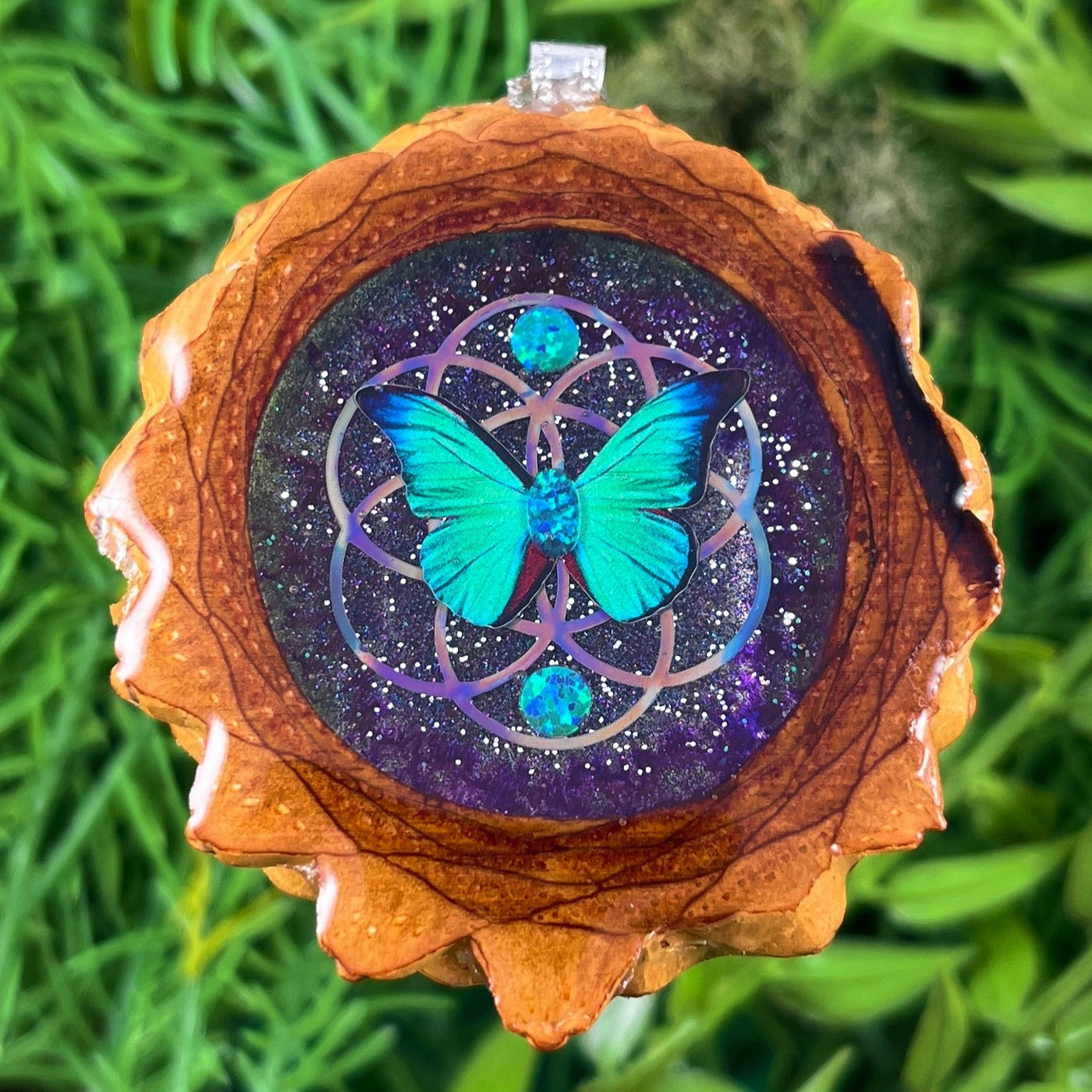 Night Sky with Opal & Butterfly with Seed of Life