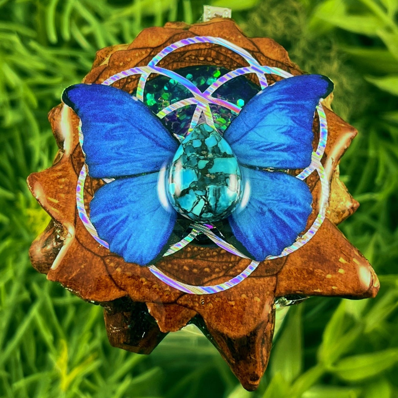 Cosmos with Butterfly & Turquoise with Seed of Life