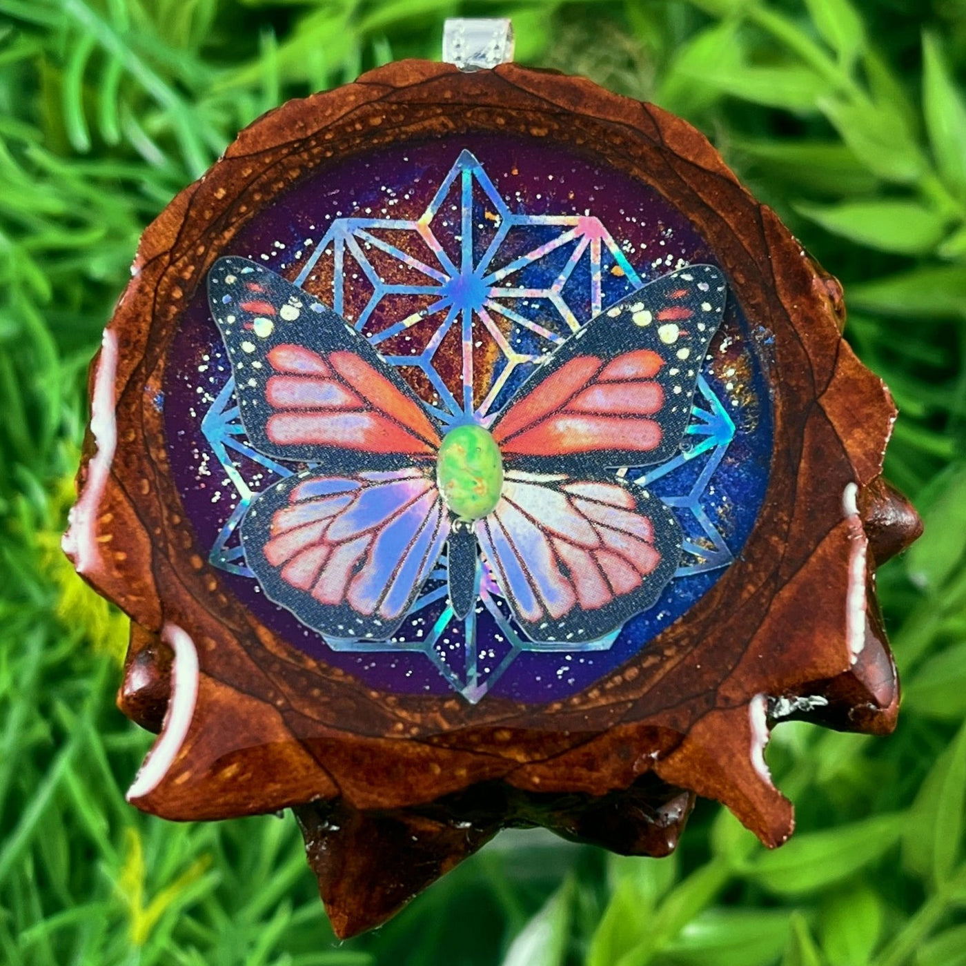 Supernova with Butterfly with Green Copper Turquoise and Asanoha
