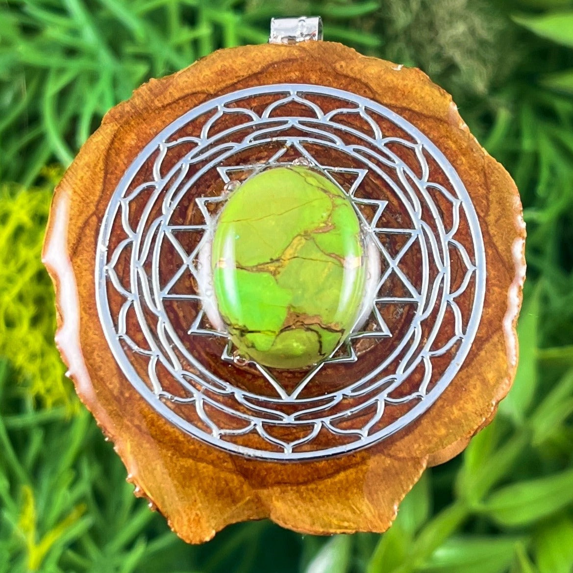 Green Copper Turquoise with Sri Yantra