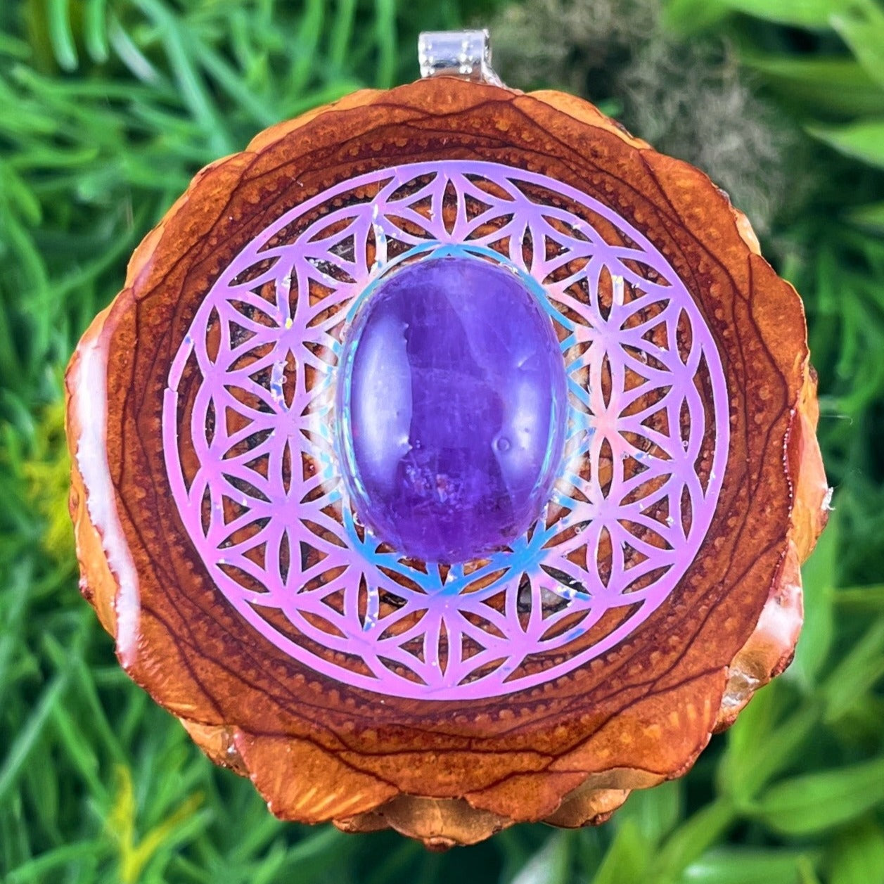 Amethyst with Flower of Life