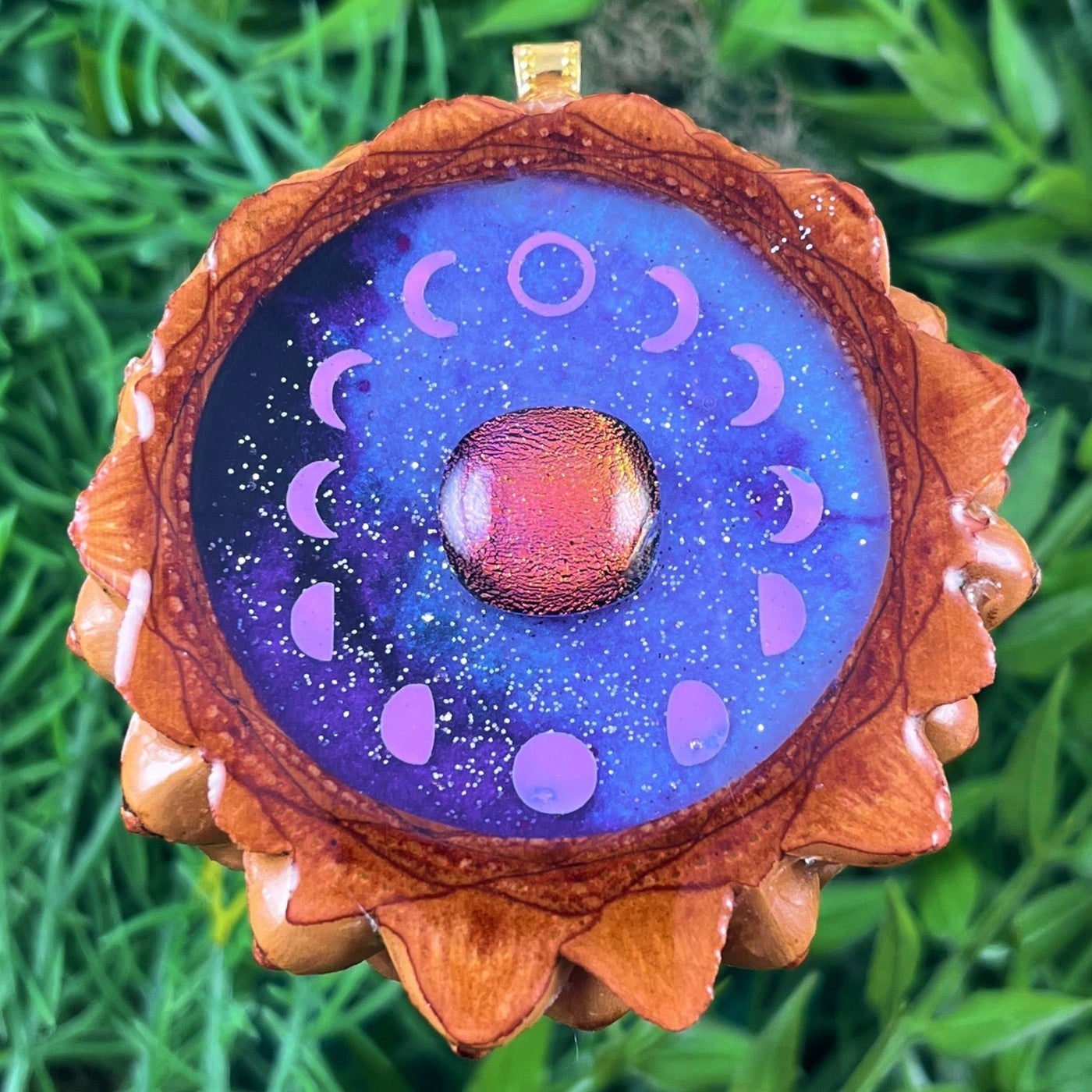 Galaxy with Dichroic Glass & Moon Phase