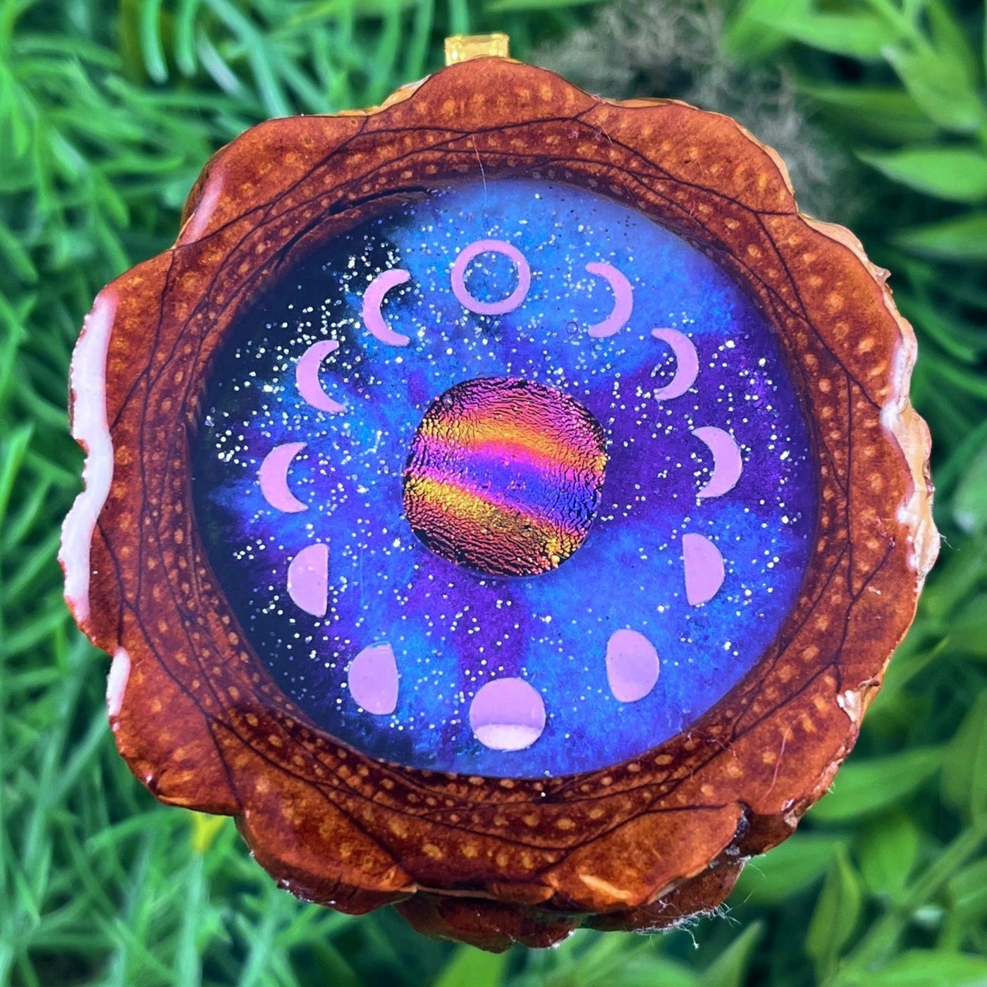 Galaxy with Dichroic Glass & Moon Phase