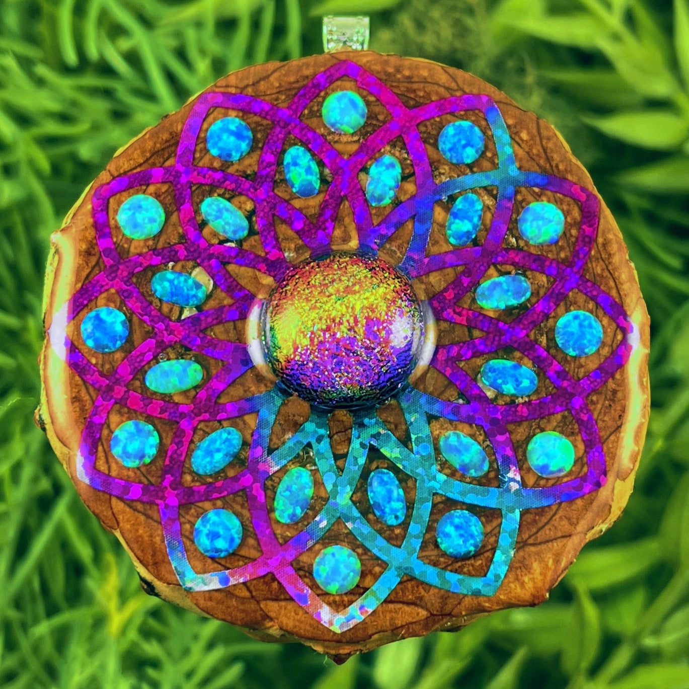 Opal & Dichroic Glass with Mandala