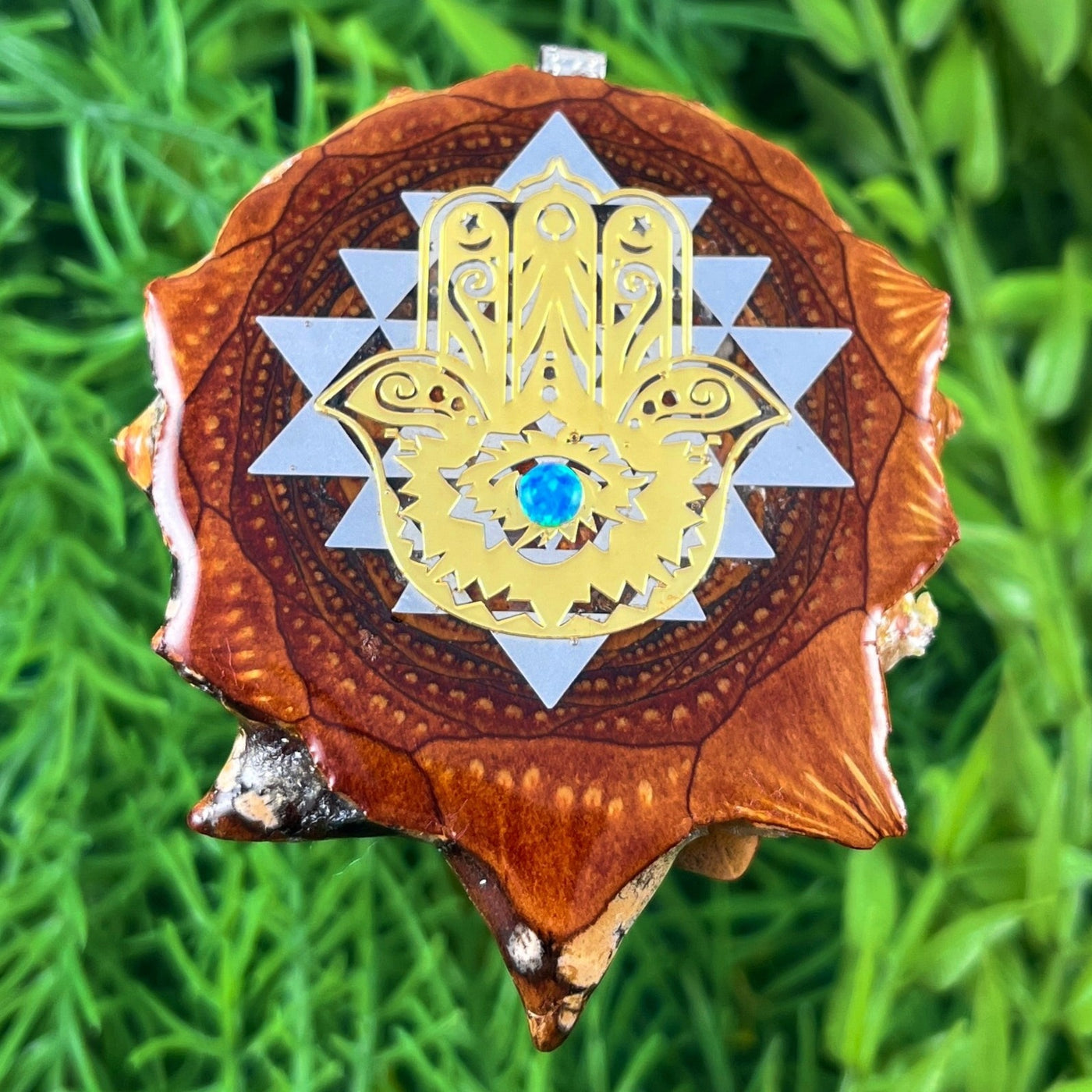 Opal with Hamsa & Sri Yantra