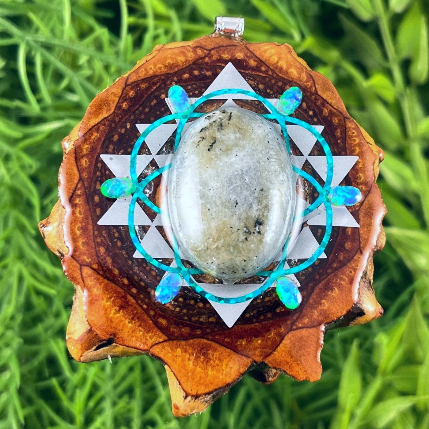 Labradorite & Opal with Seed of Life & Sri Yantra