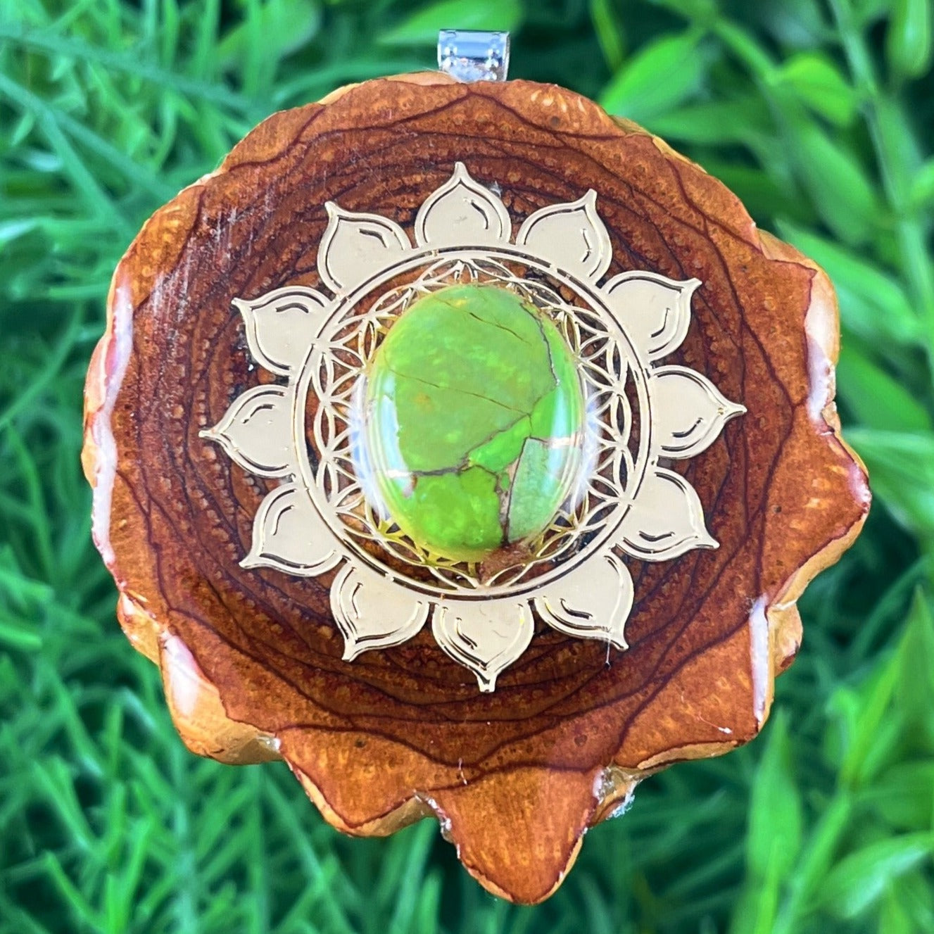 Green Copper Turquoise with Mandala