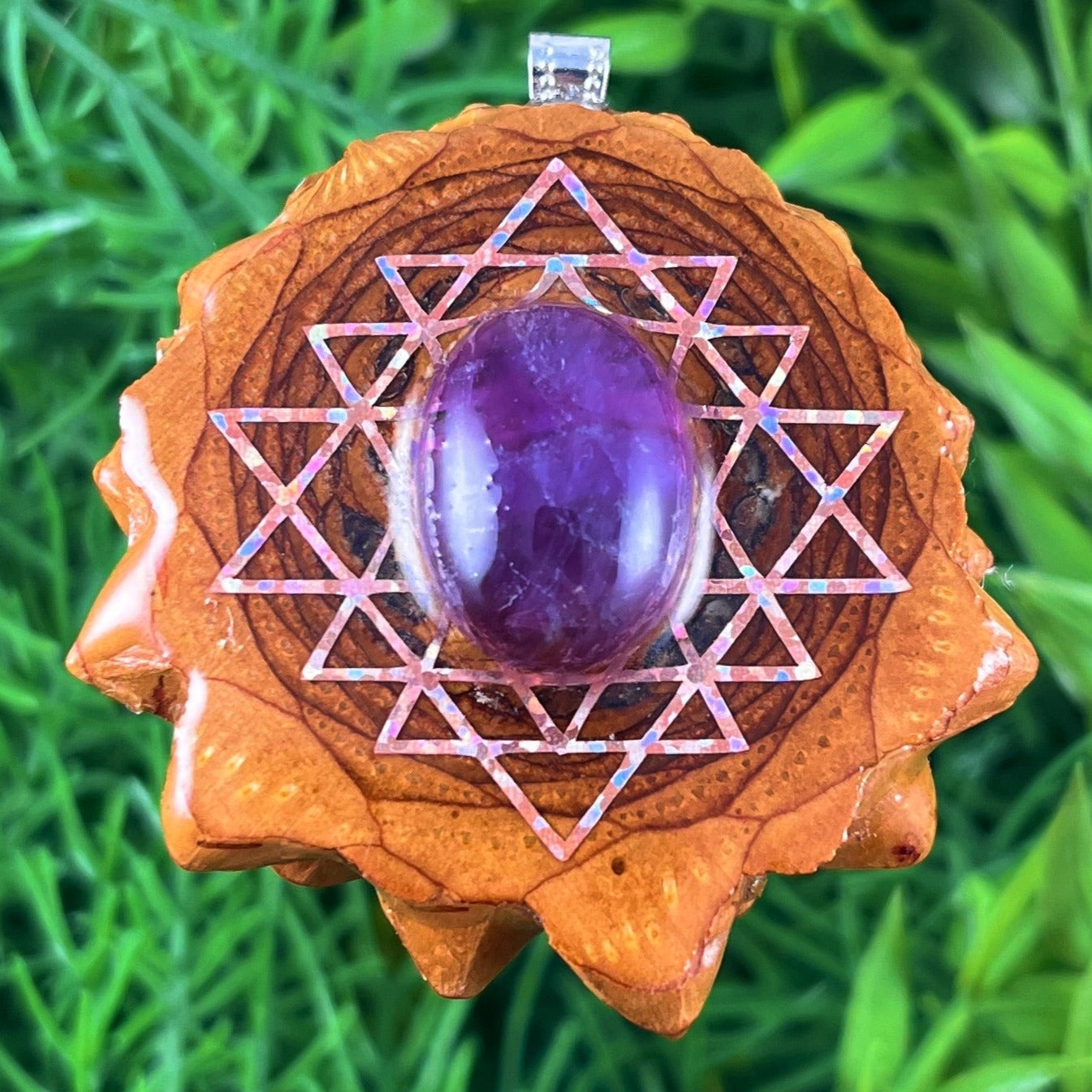 Amethyst with Sri Yantra