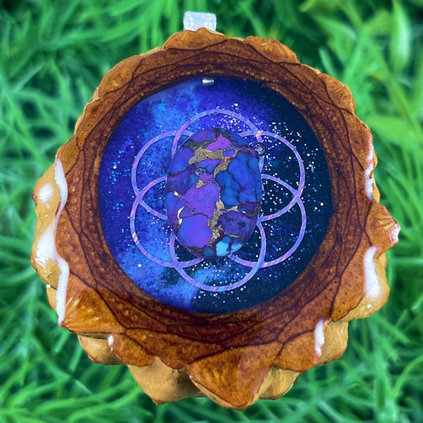 Supernova & Purple Mohave Turquoise with Seed of Life