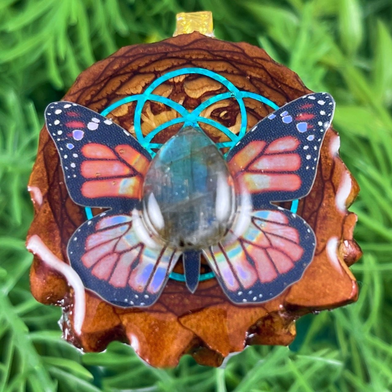 Butterfly with Labradorite and Seed of Life