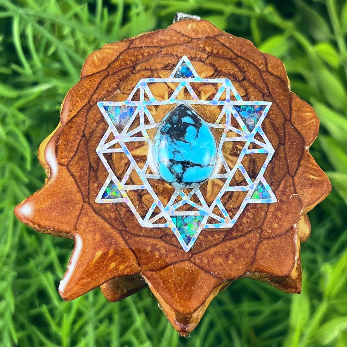 Turquoise & Crushed Opal with 64 Star Tetrahedron