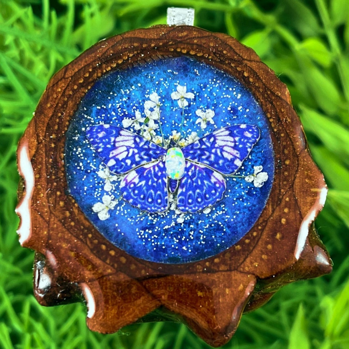 Galaxy with Opal & Butterfly with Seed of Life