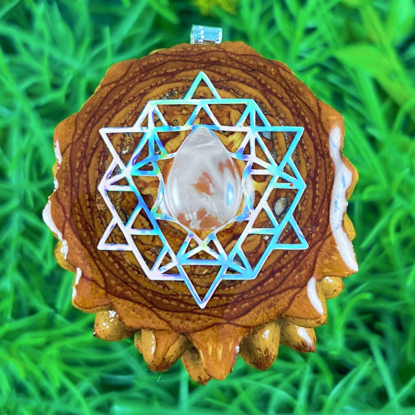 Moonstone with 64 Star Tetrahedron