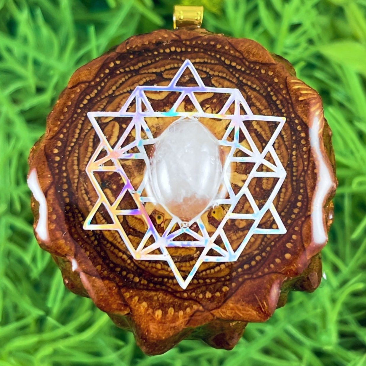 Moonstone with 64 Star Tetrahedron