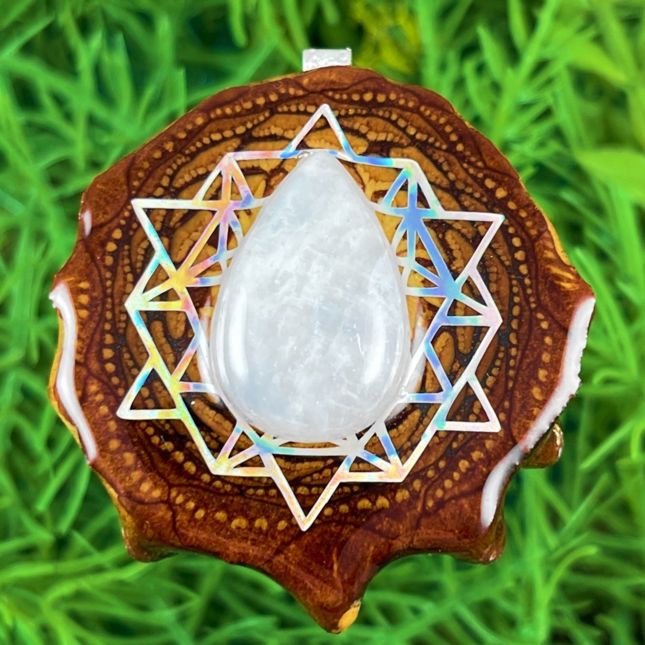 Moonstone with 64 Star Tetrahedron