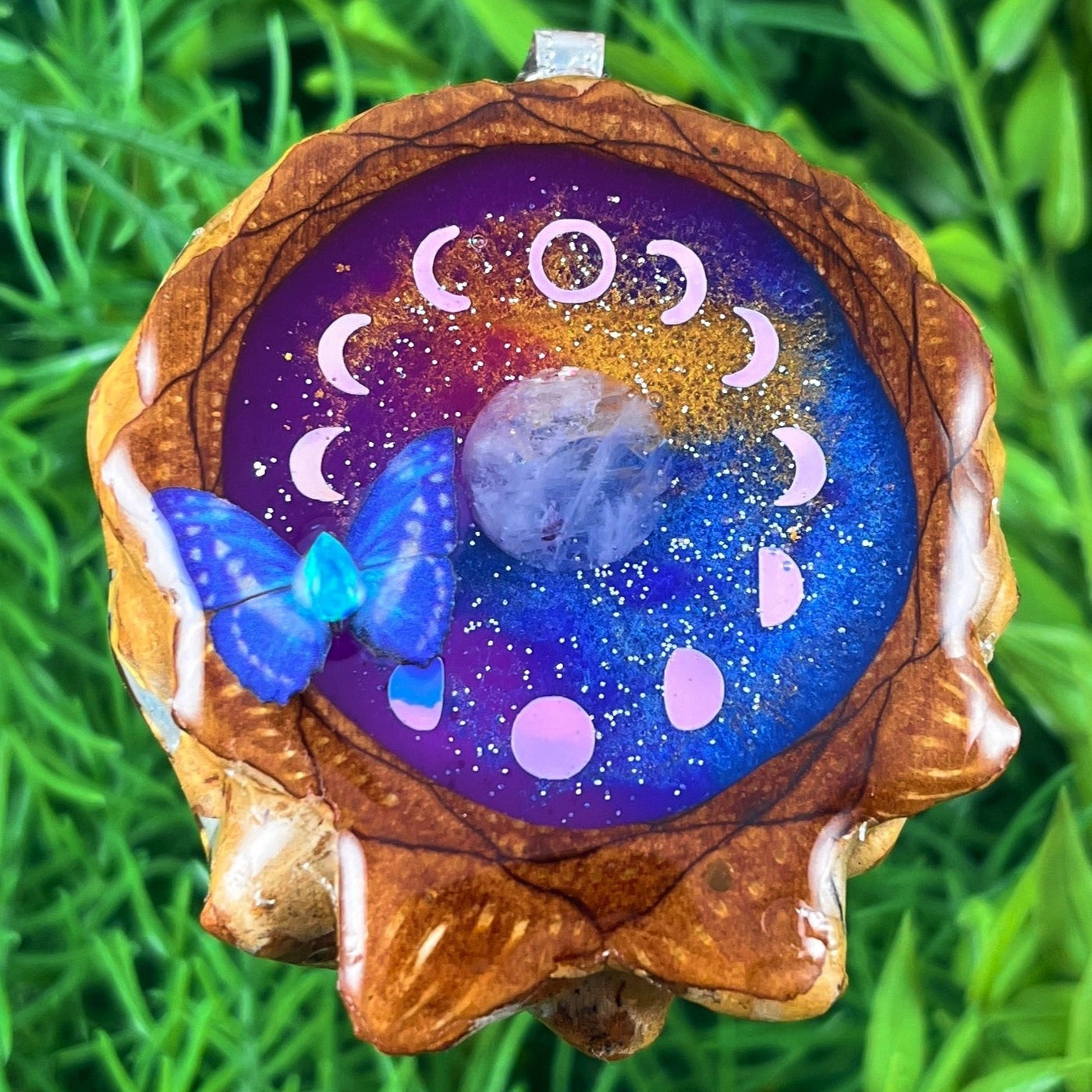 Galaxy with Dichroic Glass & Moon Phase