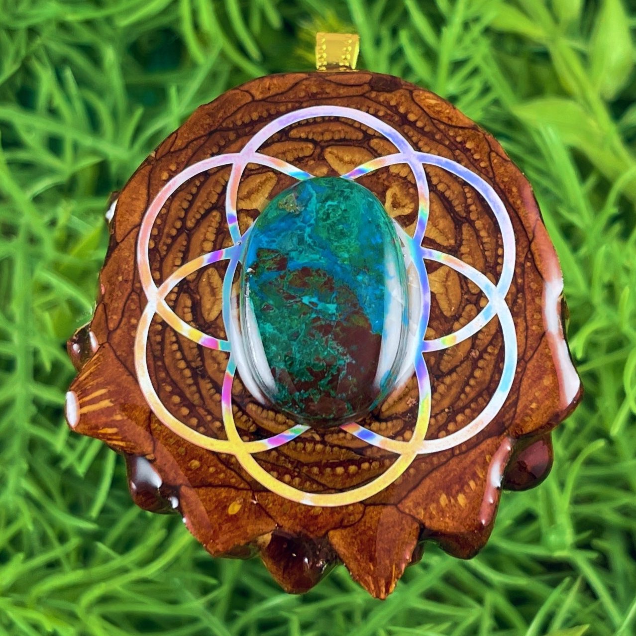 Chrysocolla with Seed of Life