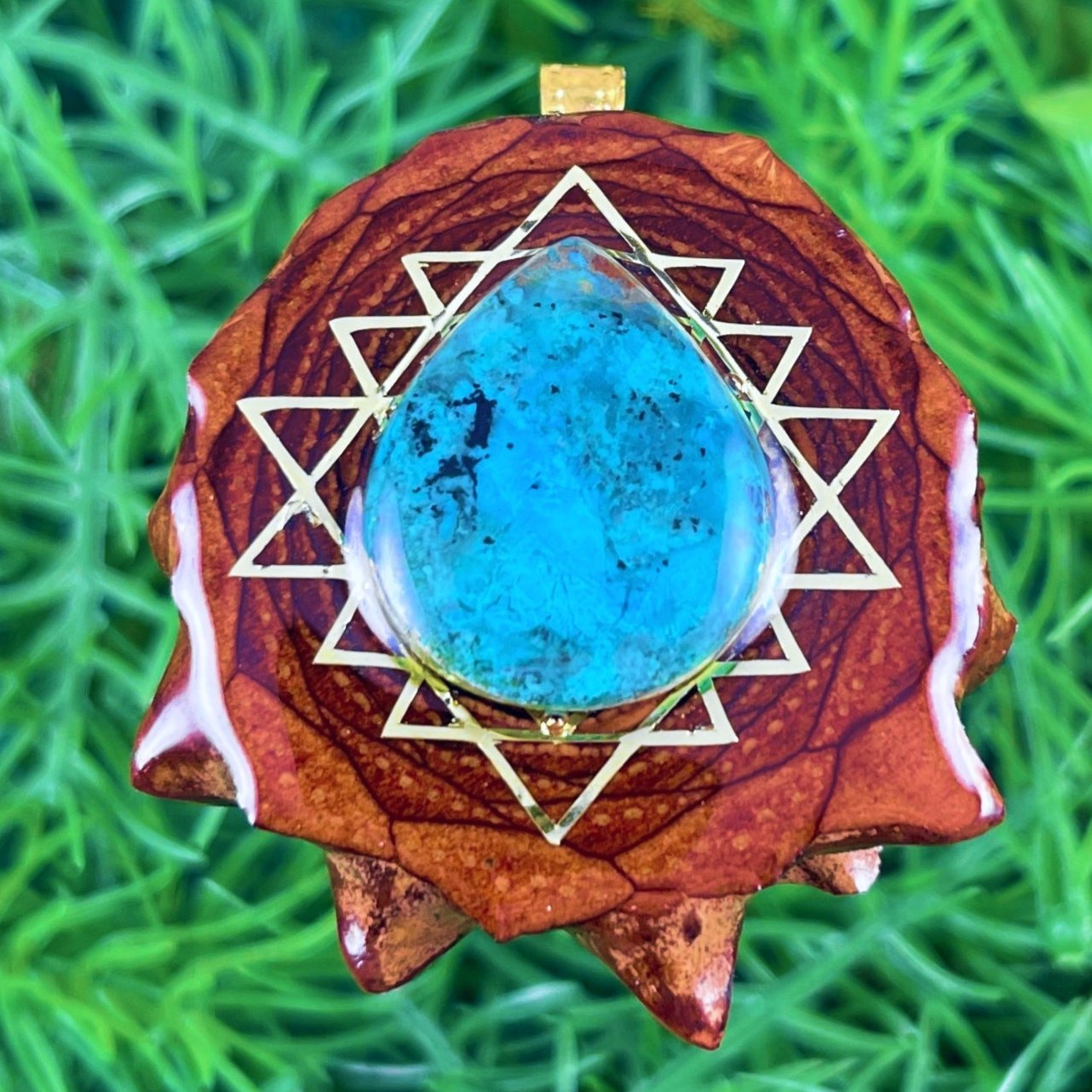 Chrysocolla with Sri Yantra