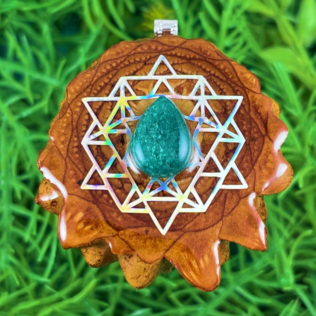 Chrysocolla with 64 Star Tetrahedron