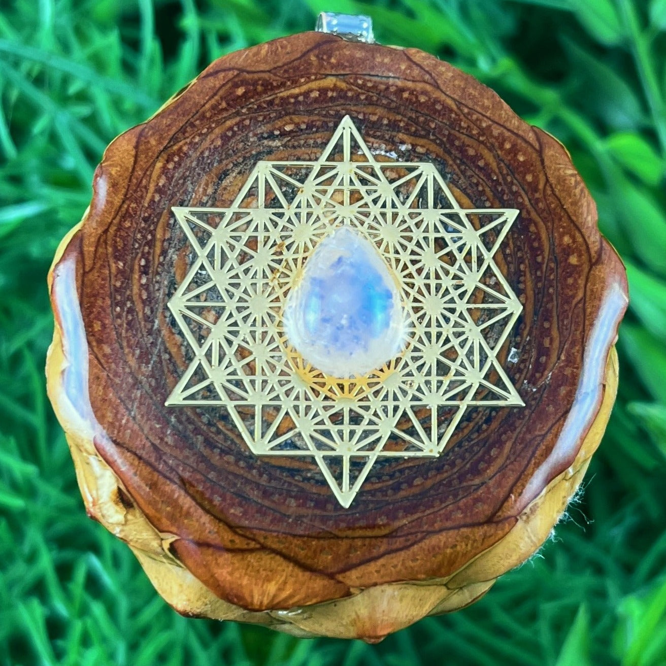 Moonstone with 64 Star Tetrahedron