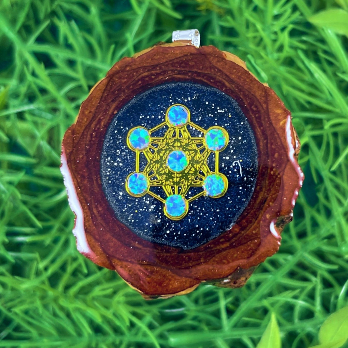 Galaxy with Opal and Metatron's Cube