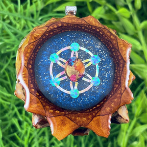 Galaxy with Spiny Oyster Turquoise & Opal with Mandala - Aura Pinecones