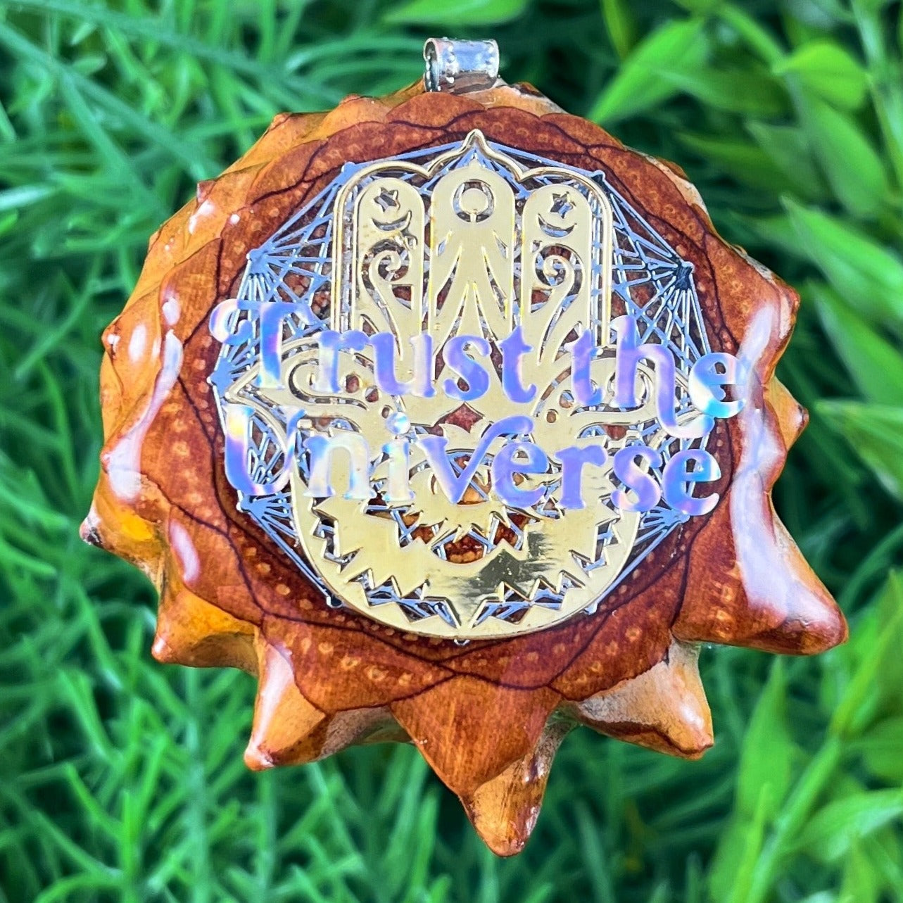 Trust The Universe with Hamsa & Mandala - Aura Pinecones