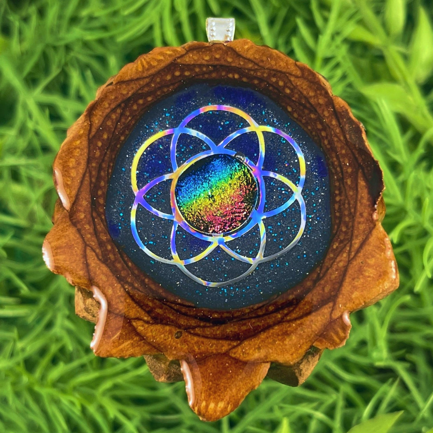 Night Sky with Dichroic Glass and Seed of Life